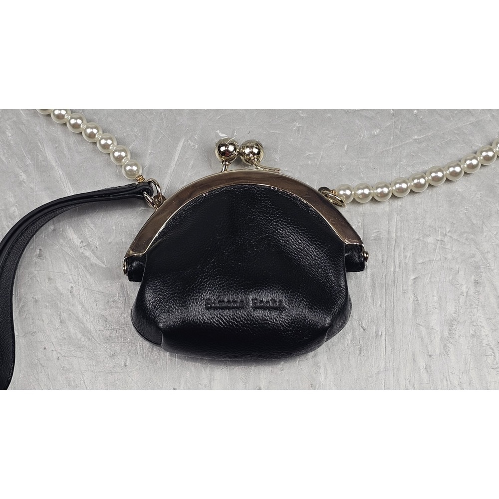 Simone Rocha Micro Kiss-Lock Coin Purse Black Crossbody BagWith Pearls NEW
